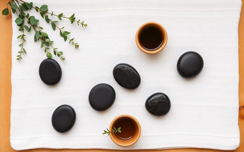 Atakum masaj türleri için sıcak taşlar ve aromatik yağlar